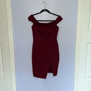 Maroon wedding guest dress